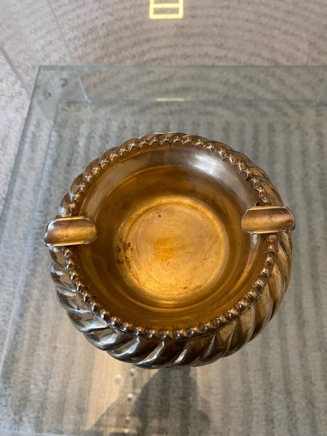 Vintage gold-plated copper/brass ashtray