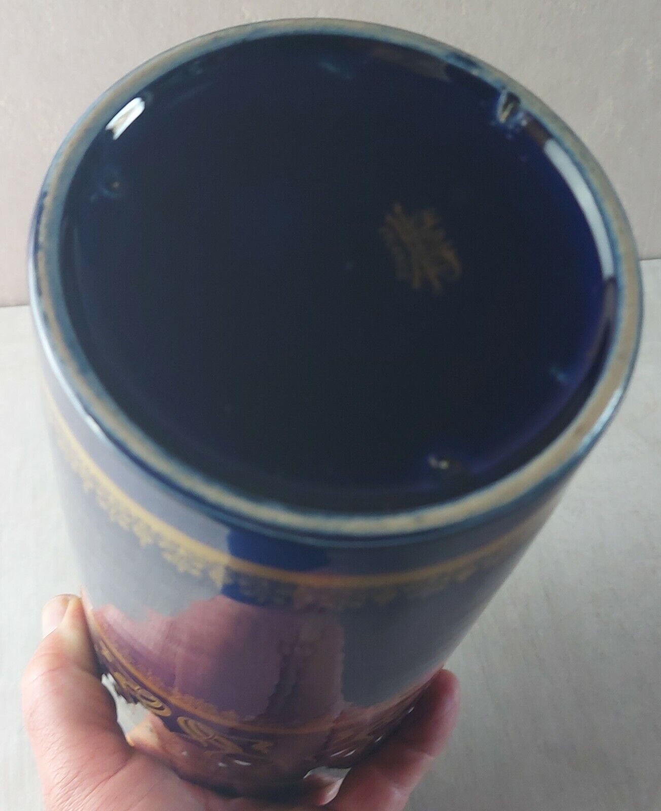 Old vase roll, blue, glazed ceramic, Lunéville napoleon III