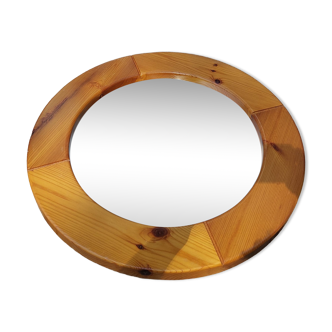 Round pine mirror Glasmäster Markaryd