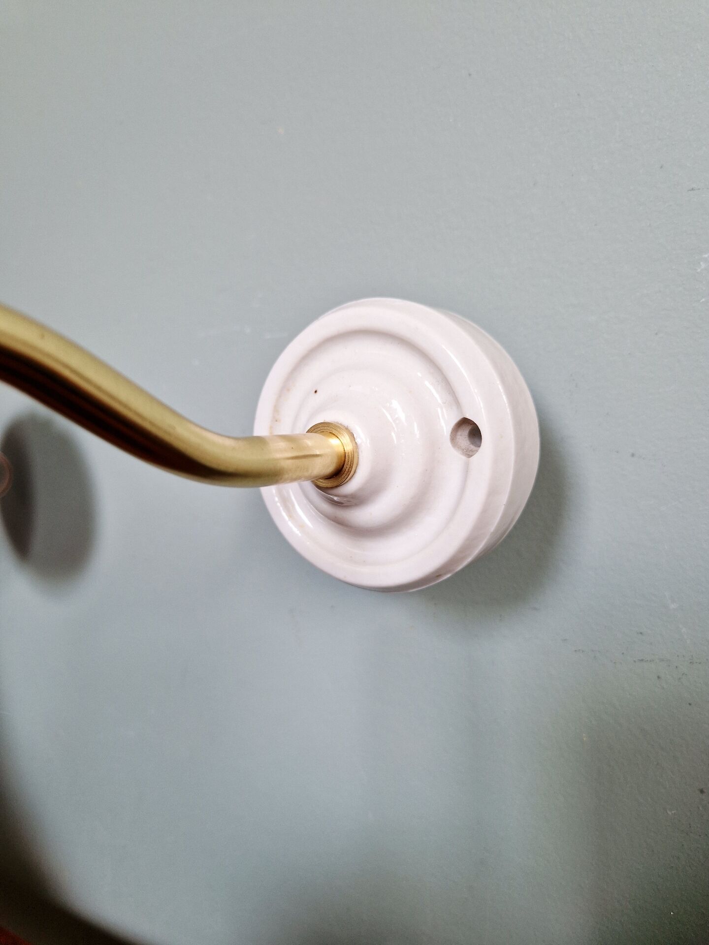 Brass wall light with green enamelled sheet metal, Mid-Century
