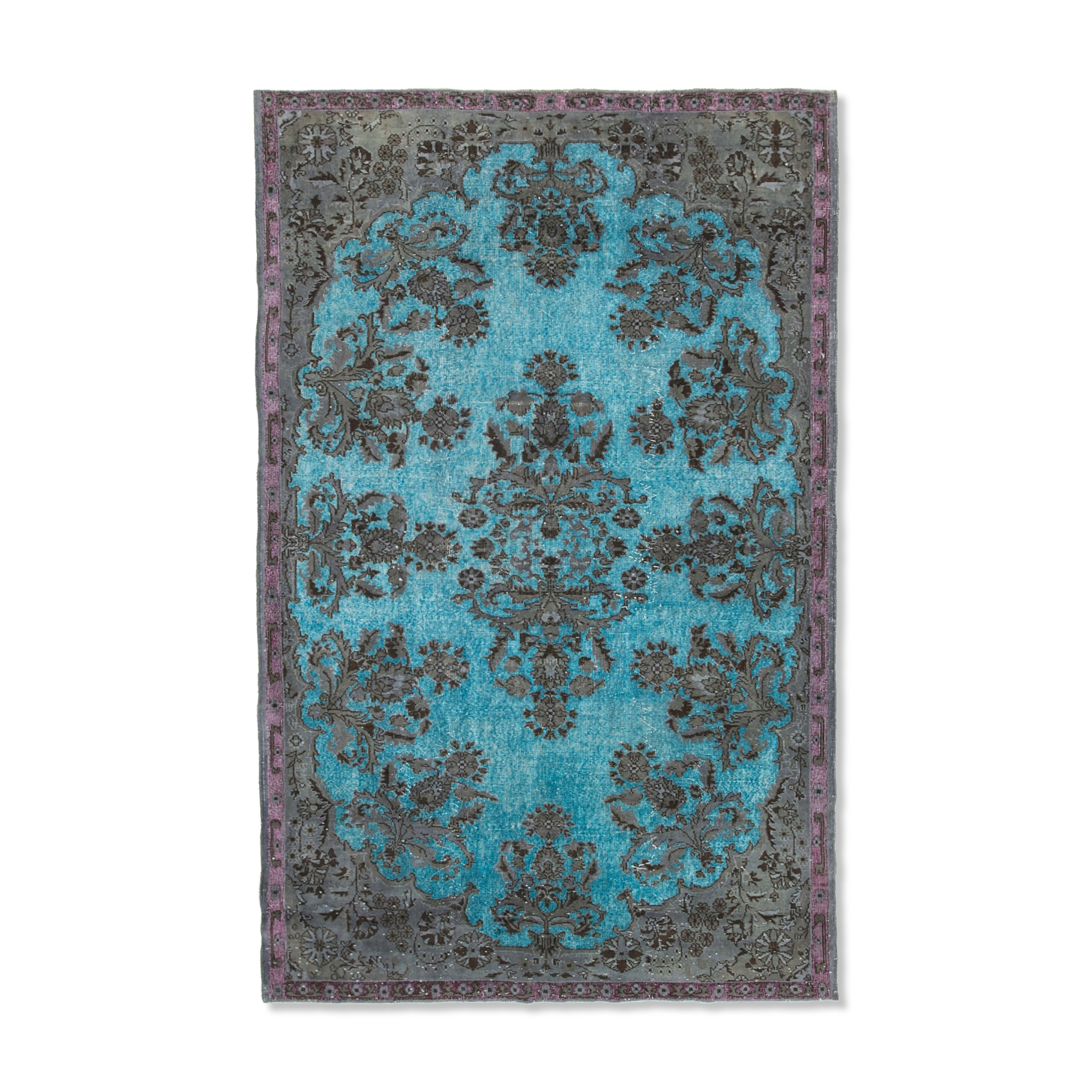 Hand-knotted oriental 1970s 200 cm x 319 cm blue carpet