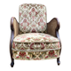 Fauteuil anglais cannage et velours , style Chippendale