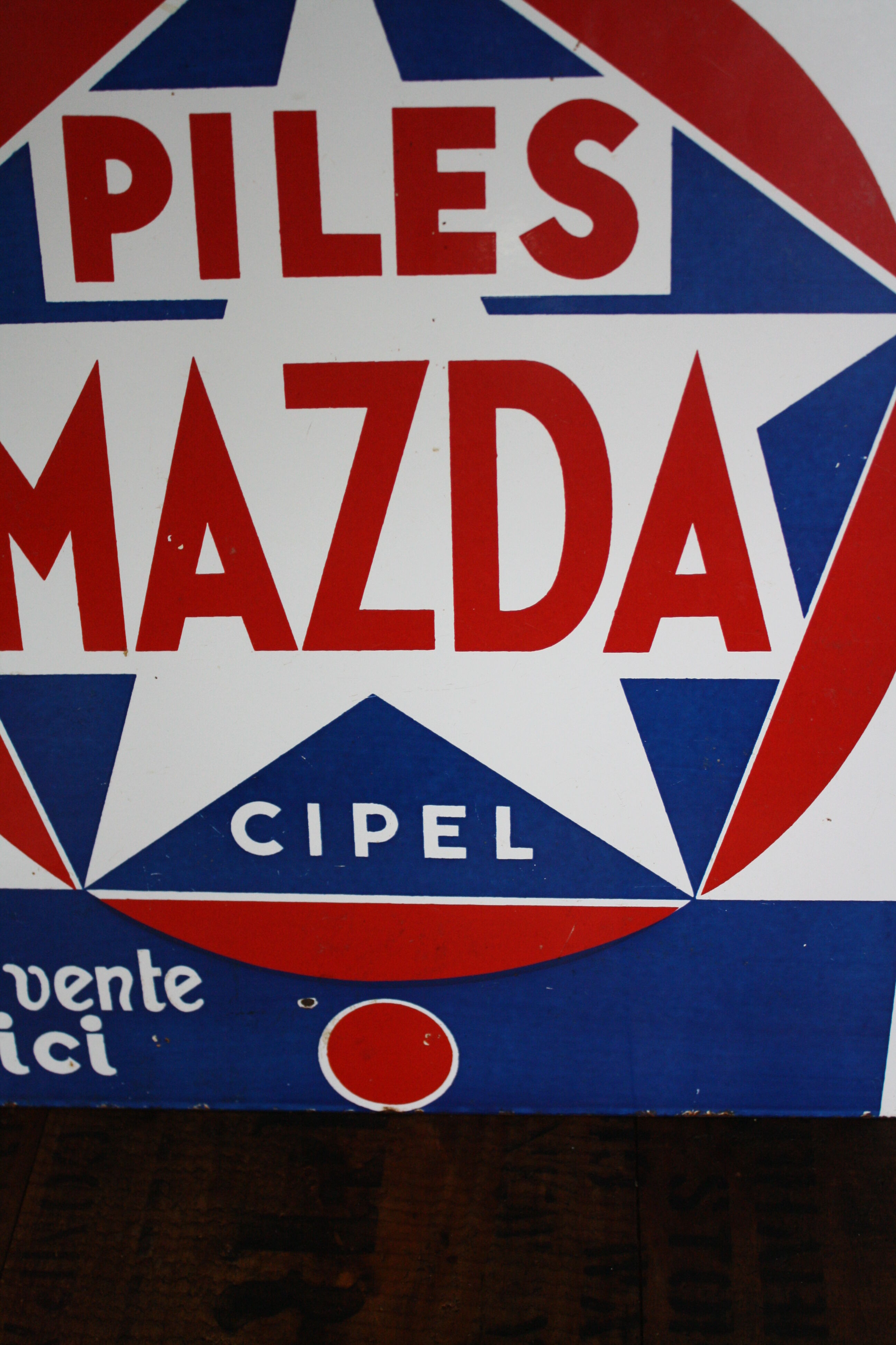 Double-sided enamel plate Piles Mazda Station service
