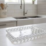 Pressed glass service plate with diamond points, 1950s