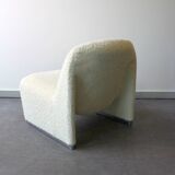 Pair of vintage Alky armchairs in steel and boucle wool by Giancarlo P.