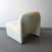 Pair of vintage Alky armchairs in steel and boucle wool by Giancarlo P.