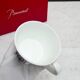 Pair of Baccarat Porcelain Coffee Cups and Saucers, Red Geometric Design