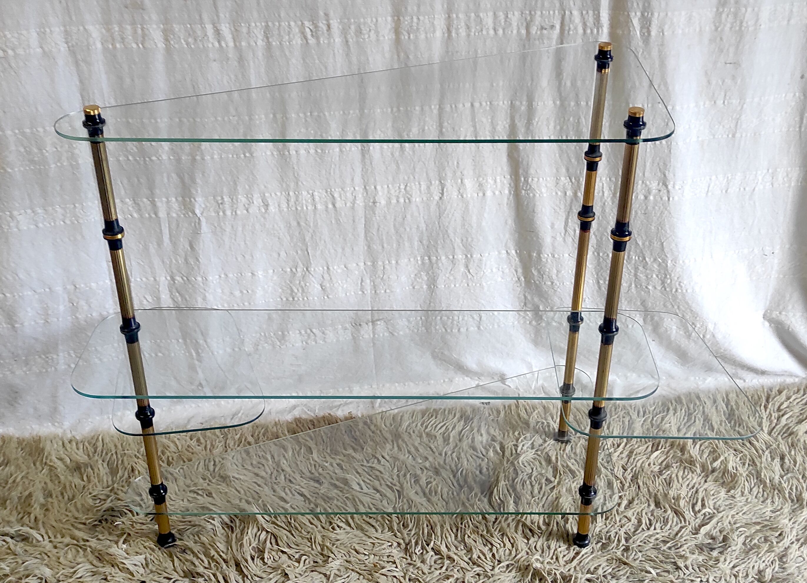 Tripod shelf in glass and gilded metal – mid. XXth