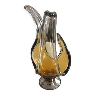 Vintage Amber Cut Centerpiece