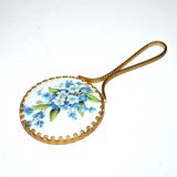 Vintage Gilded Handmirror and Limoges Porcelain - Pocket Mirror / Handbag