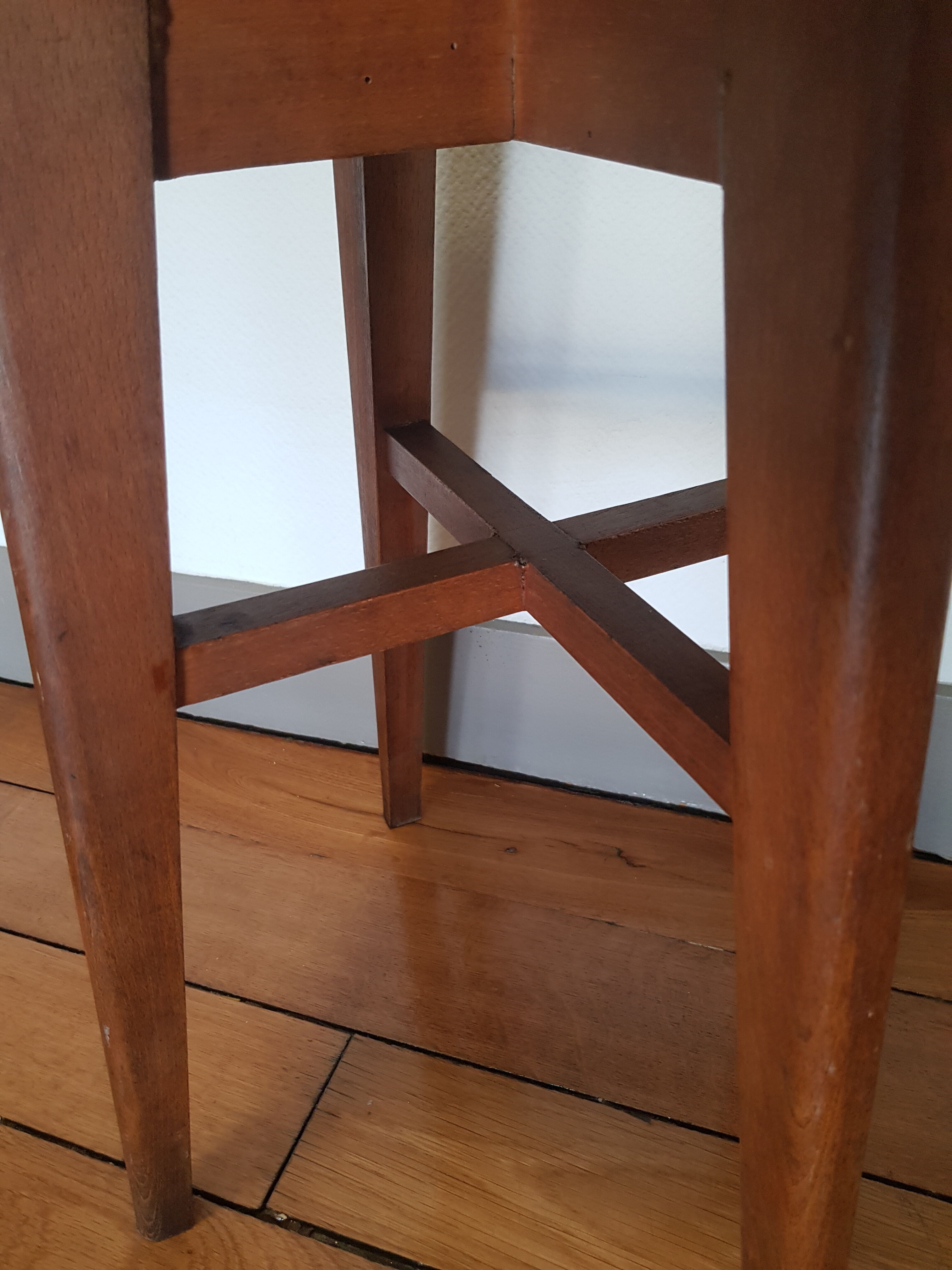 Wooden and red formica stool
