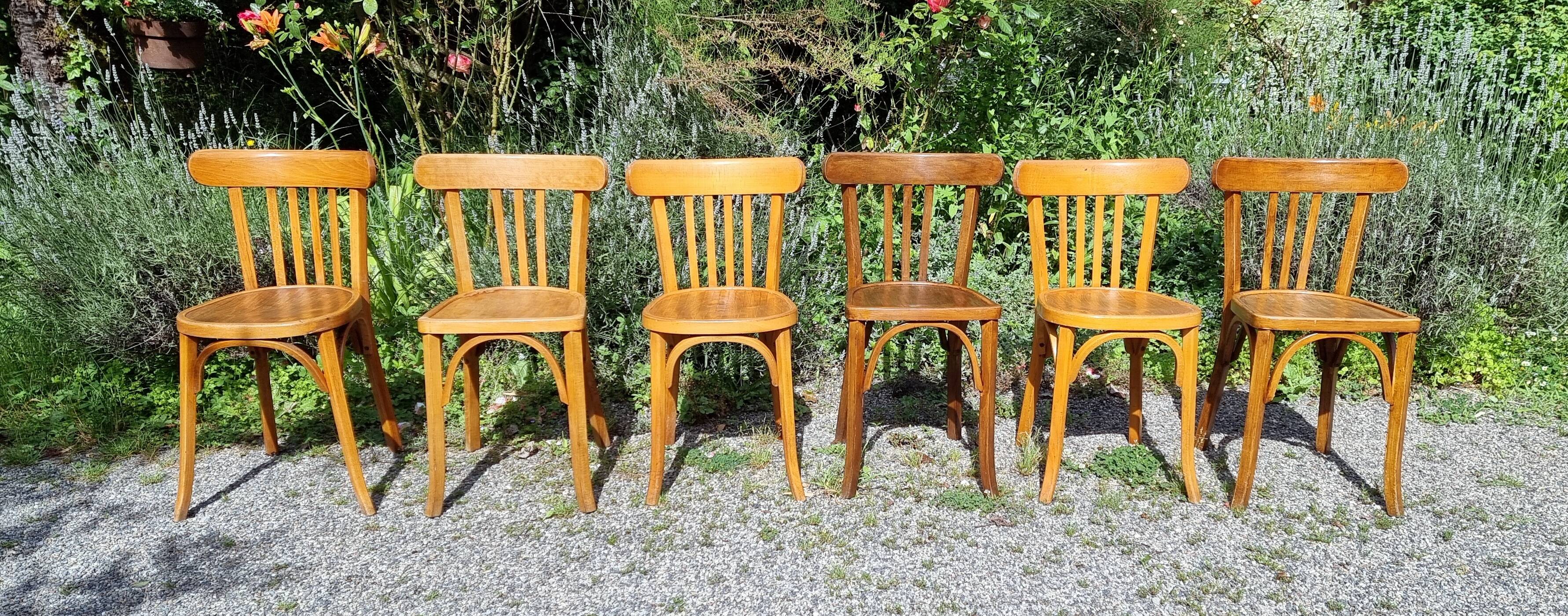 6 bistro chairs including Baumann from the 50s