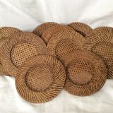 Ten rattan plates, basketry, wicker