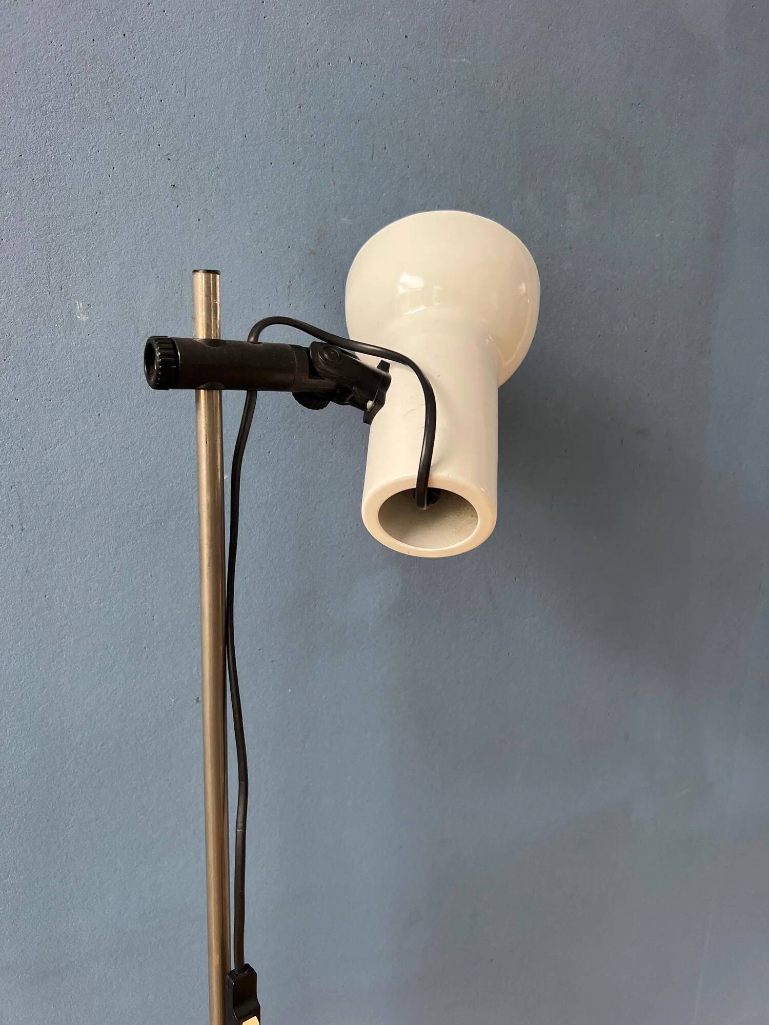 Small white mid-century floor lamp
