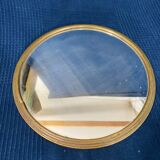 Plate center-of-table brass and old round mirror 1900