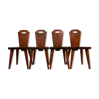 Modern Swedish pine dining chairs attributed to Bo Fjaestad, 1940s.