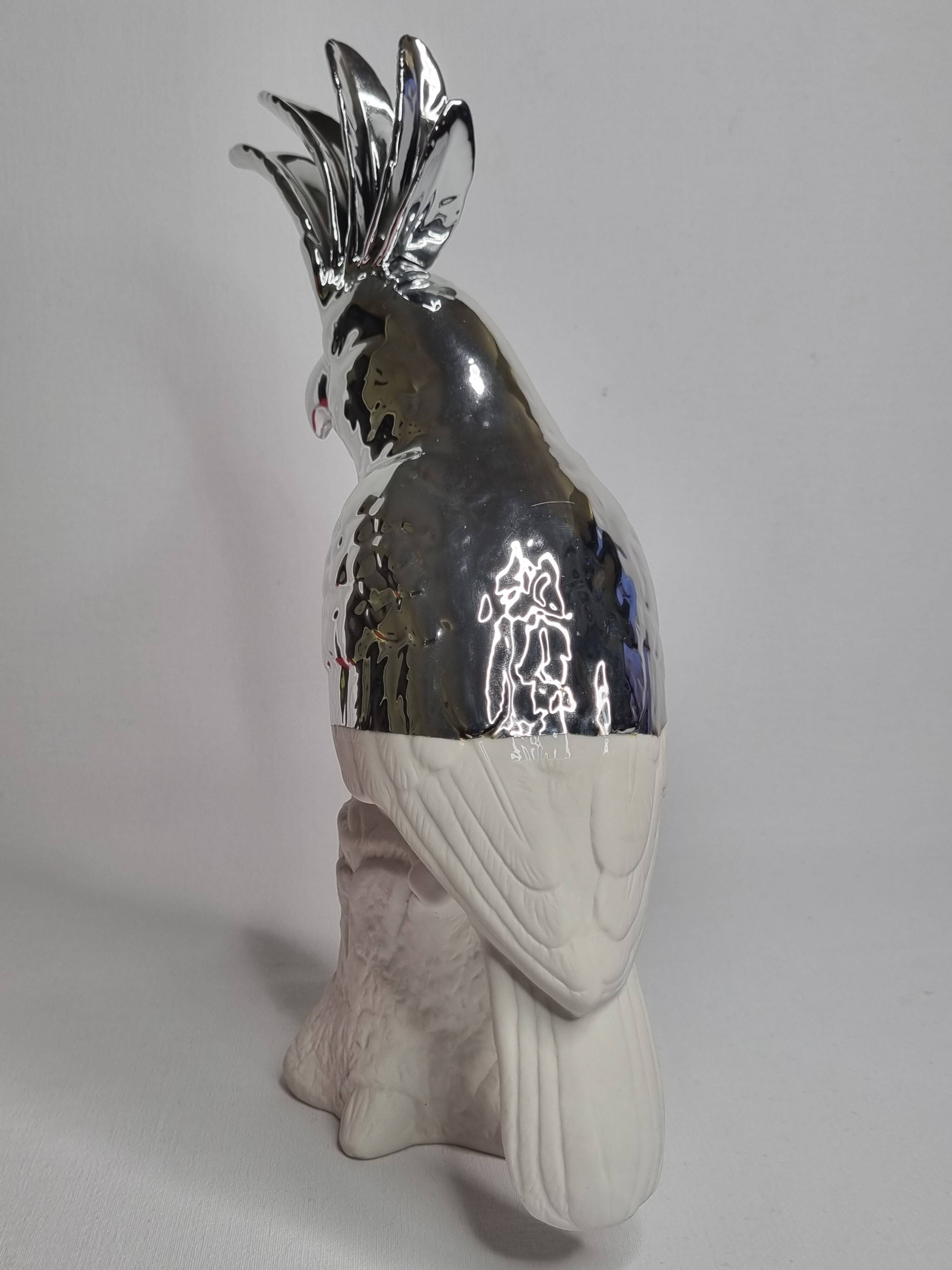 Cockatoo sculpture in biscuit porcelain, Pols Potten, 33 cm