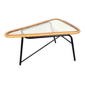 Vintage Rattan Coffee Table attributed to Dirk Van Sliedregt for Rohé Noordwolde, 1960s