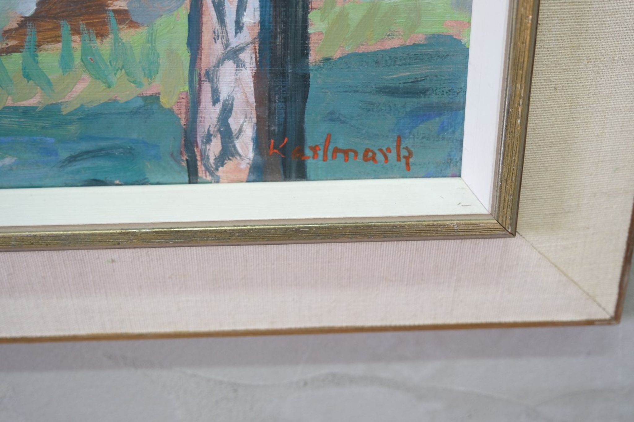 Gerhard Karlmark, Modern Landscape, 1960s, Oil on Panel, Framed