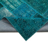 Hand-knotted oriental vintage 170 cm x 239 cm turquoise patchwork carpet