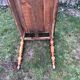 Antique farmhouse table in solid cherry wood with 2 drawers and 1 pull-out at the end with turned legs.