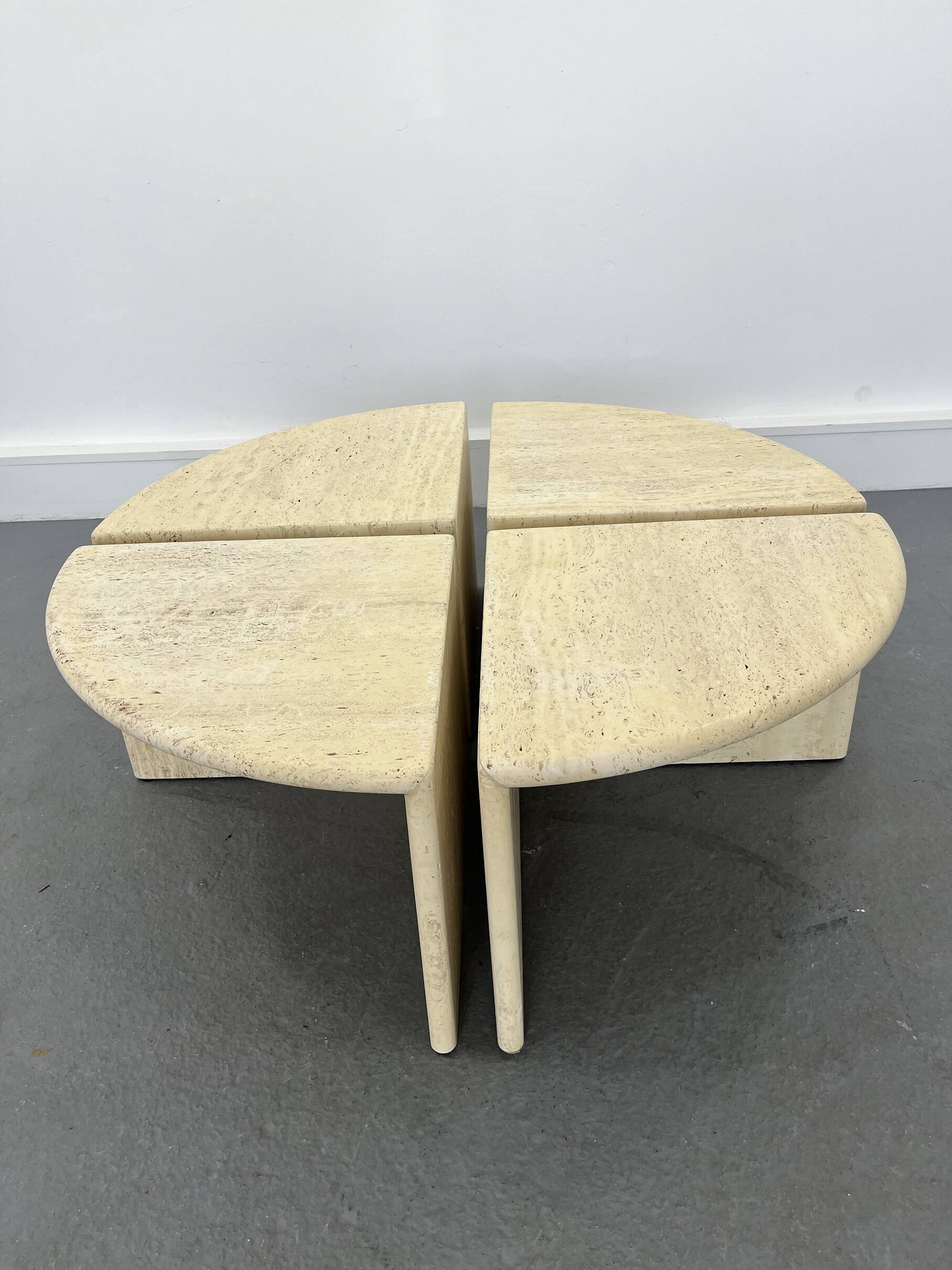 Italian Travertine Coffee or Side Tables, 1970s, Set of 4