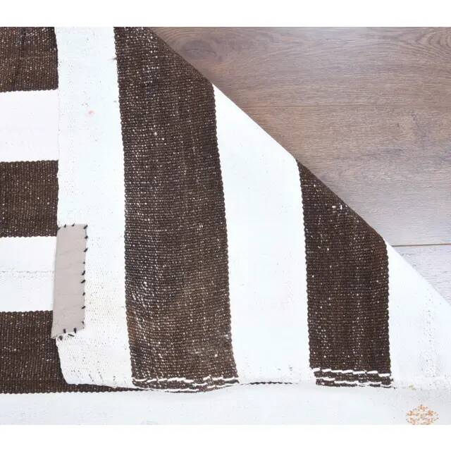 Vintage Turkish Oushak Handmade Wool Cotton White Kilim Runner Rug 89x207