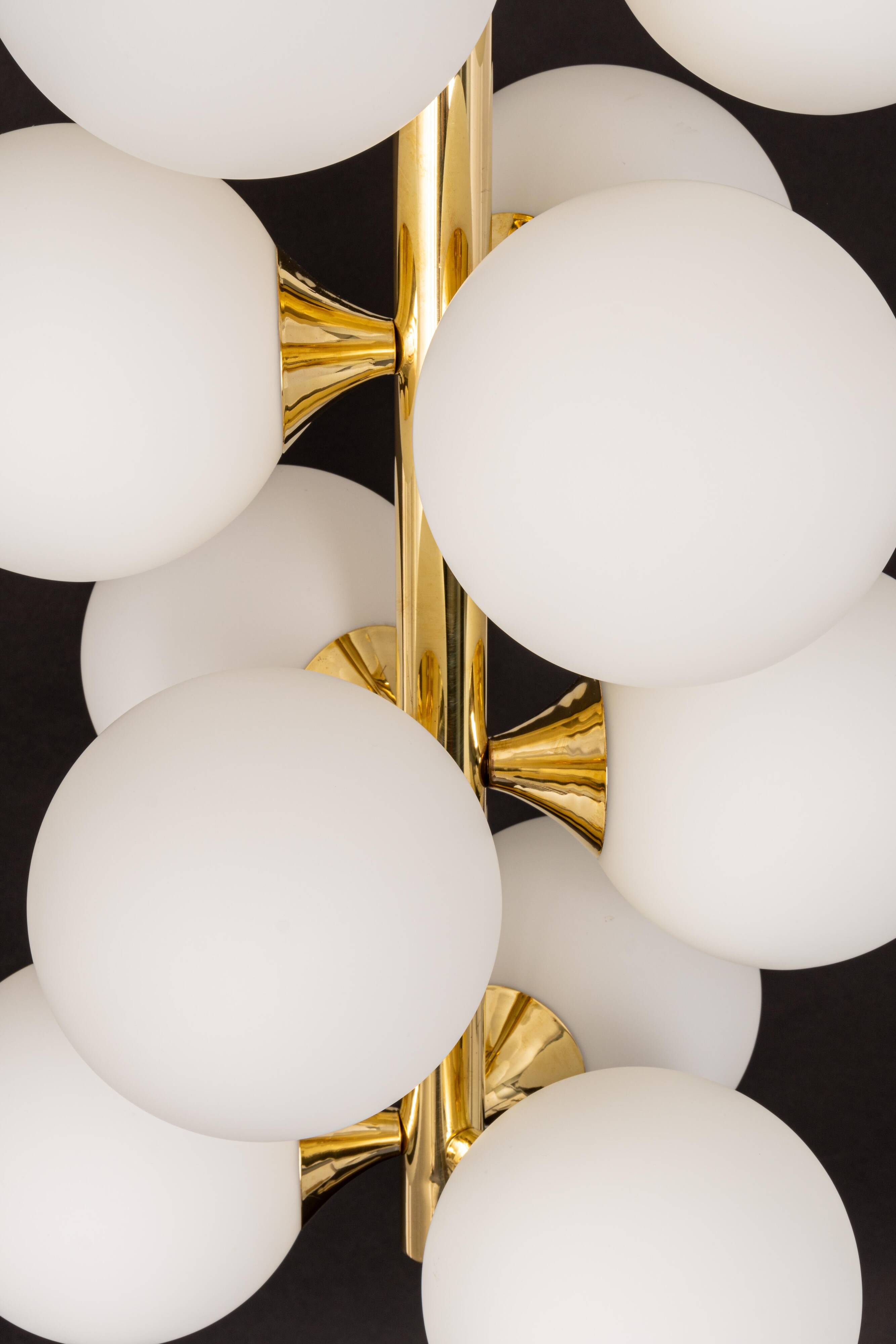 Lustre Sputnik Kaiser en globes de verre, Allemagne, années 1970