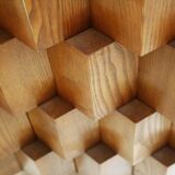 Mid-Century Modern Style Oak Wood and Black Glass Italian Sideboard