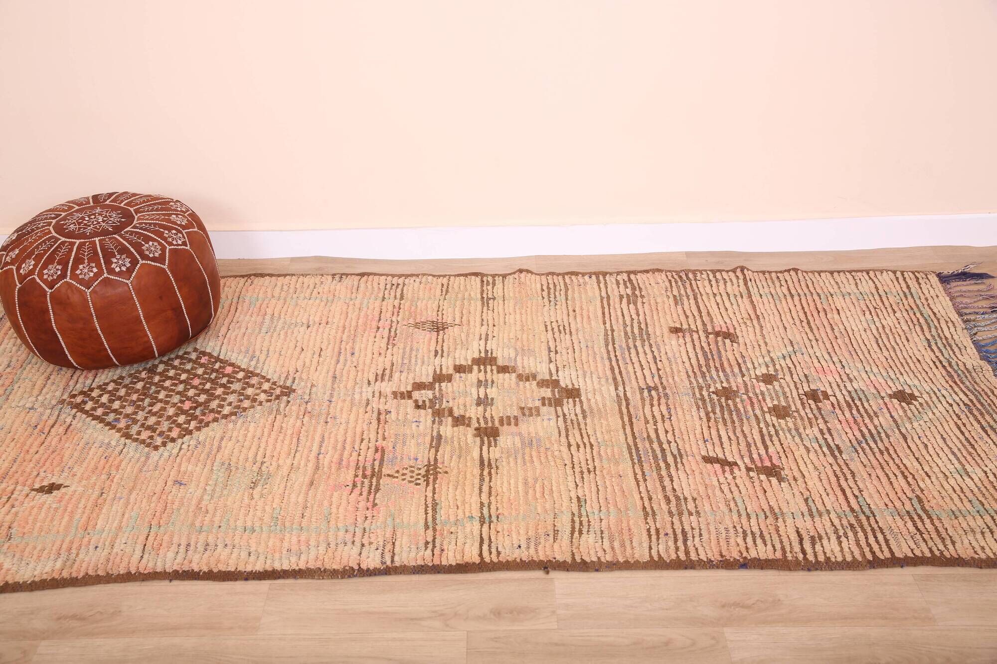 Vintage Moroccan Runner Rug 124 x 256 cm, Berber Wool Rug, Handmade Rug