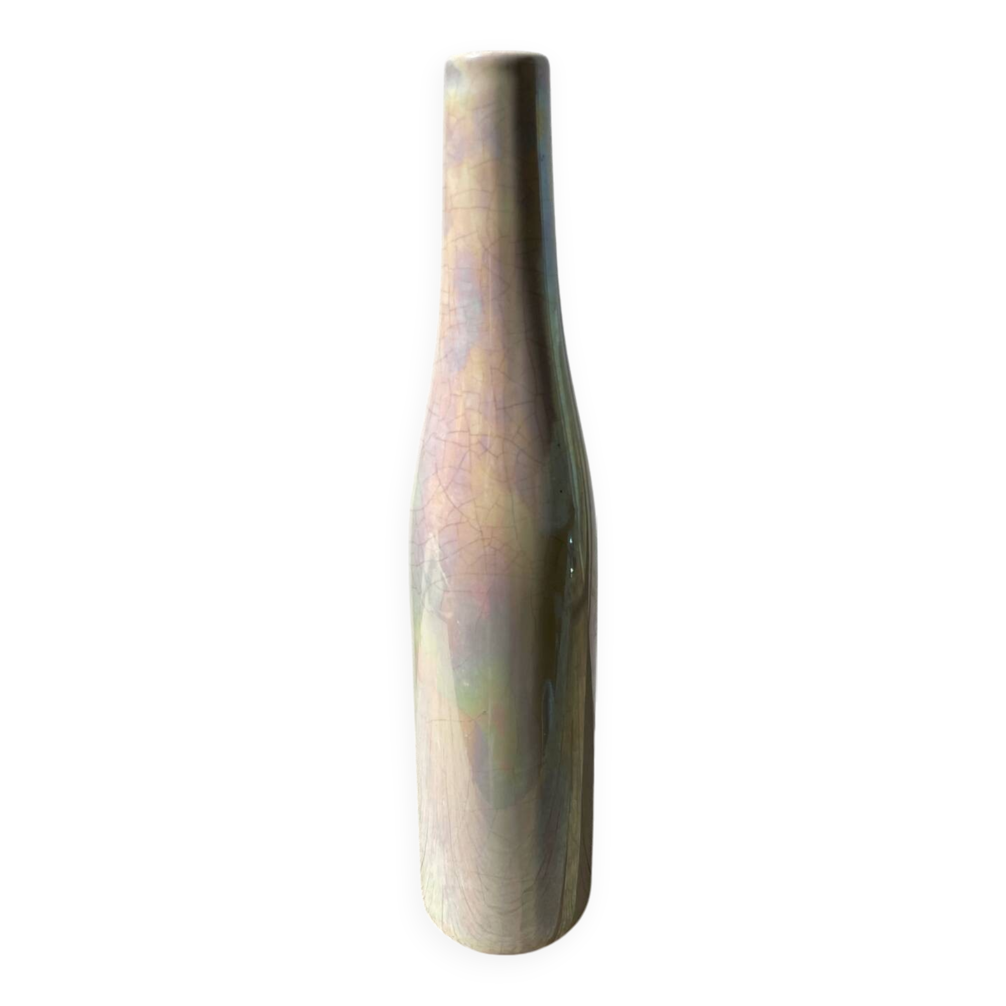 Iridescent white ceramic vase