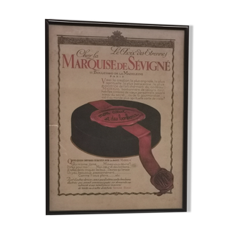 Affiche publicitaire cartonnée couleur "Marquise de Sévigné" 6 décembre 1924