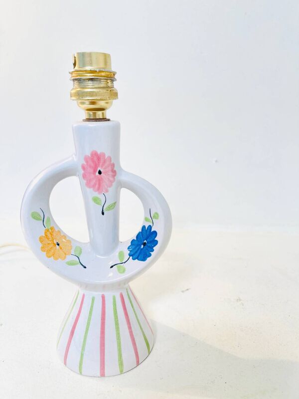 Petite lampe en céramique fleurie – Années 50