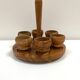 Set of 6 vintage olive wood egg cups
