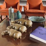 Mid-century Set of 3 ceramic hippos, Zaccagnini Italy 1950s