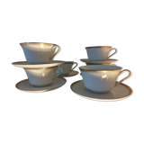 Set de 6 tasses à thé blanches et or