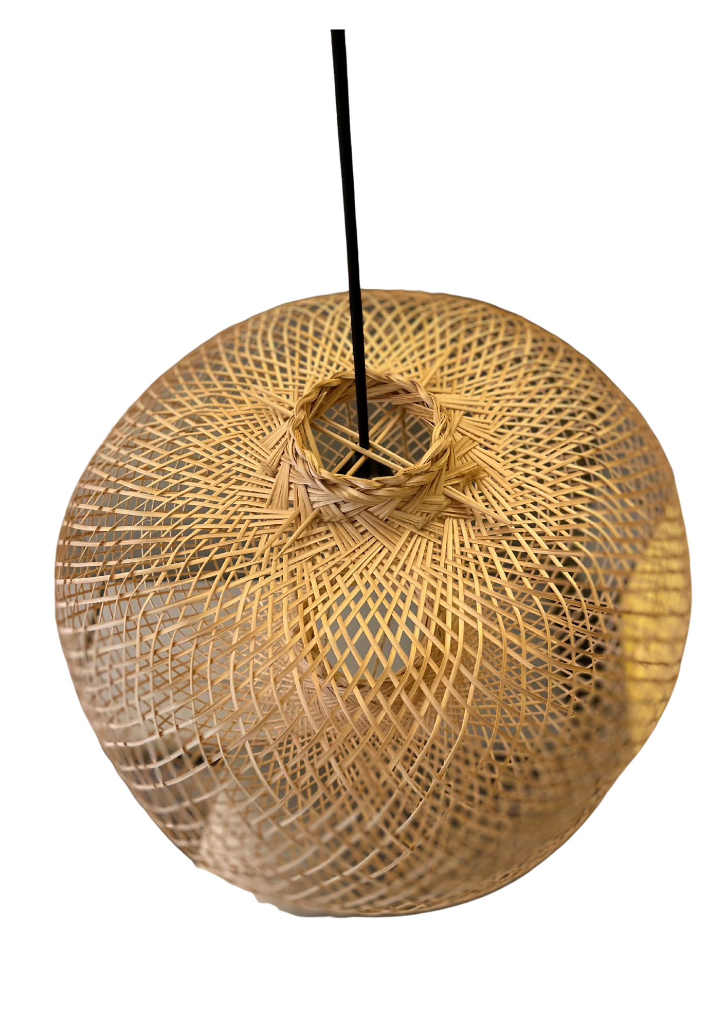 Woven bamboo light fixture
