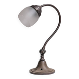 Antique Metal Frosted Glass Desk Lamp
