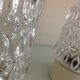 Pair of cylindrical structured glass ceiling lights / vintage 60s-70s