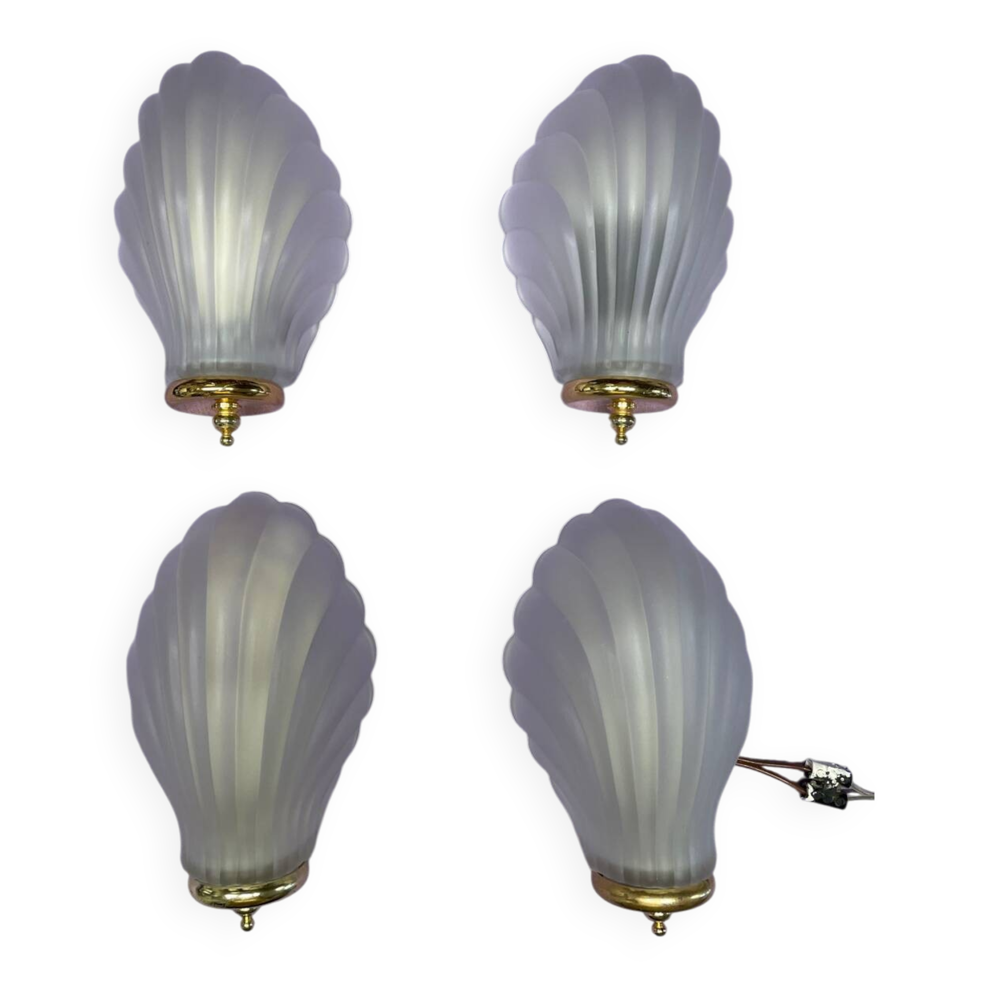 4 pressed glass wall lights with shell decor