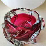 Empty pocket/Ashtray in blown Art glass, Murano. Ruby red, 1960