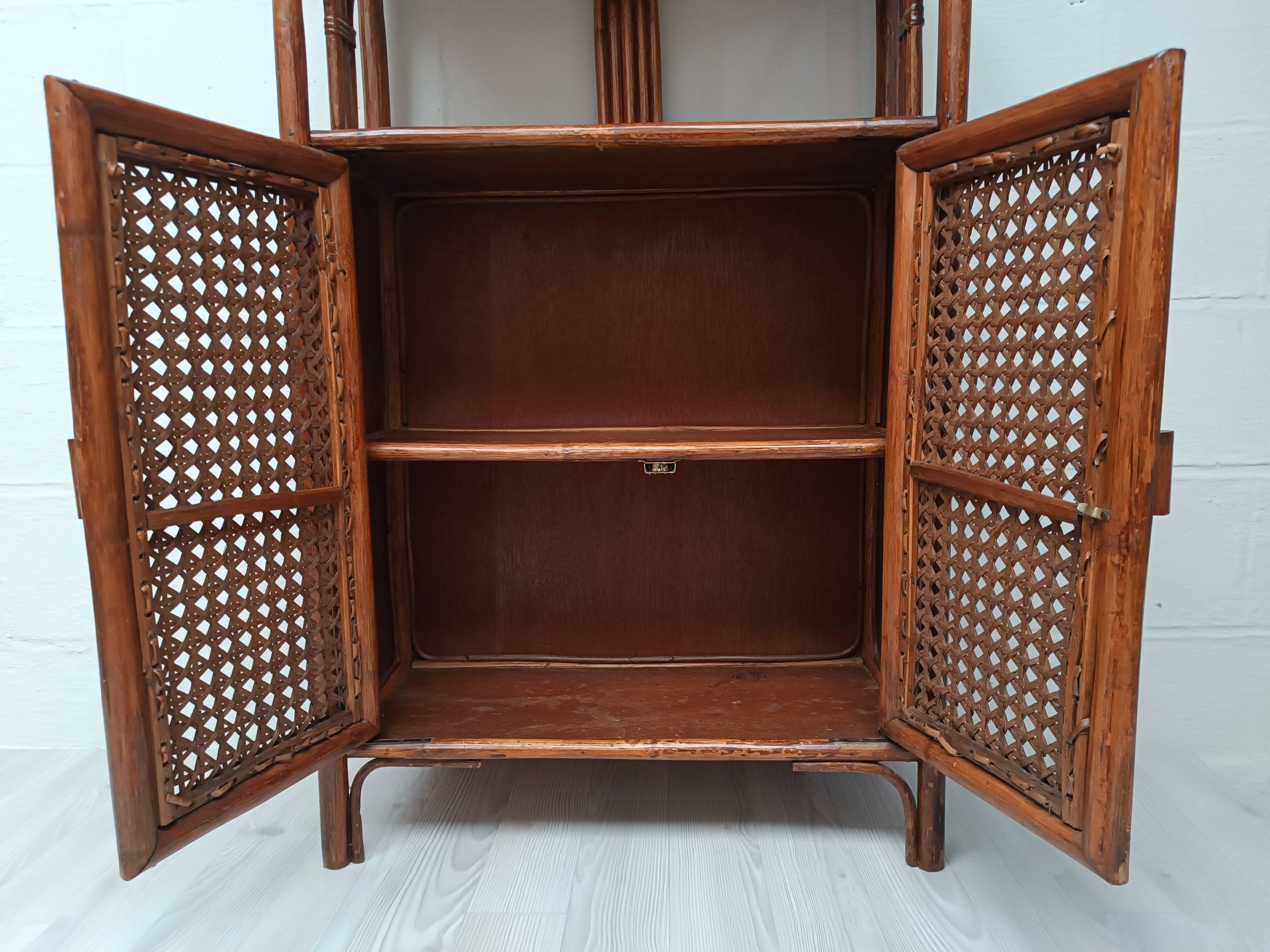 Vintage bamboo and rattan buffet library