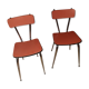 Paire de chaises en formica rouge pastel vintage