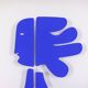 Antonine de Saint Pierre Blue lacquered metal sign. Contemporary