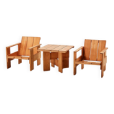 Gerrit Rietveld Paire de chaises Crate + Table pour Cassina 1934/1979
