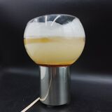 Ancienne lampe bougie brûle parfum design 1970 en aluminium et verre pop art
