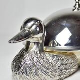 Vintage silver metal duck foie gras bell
