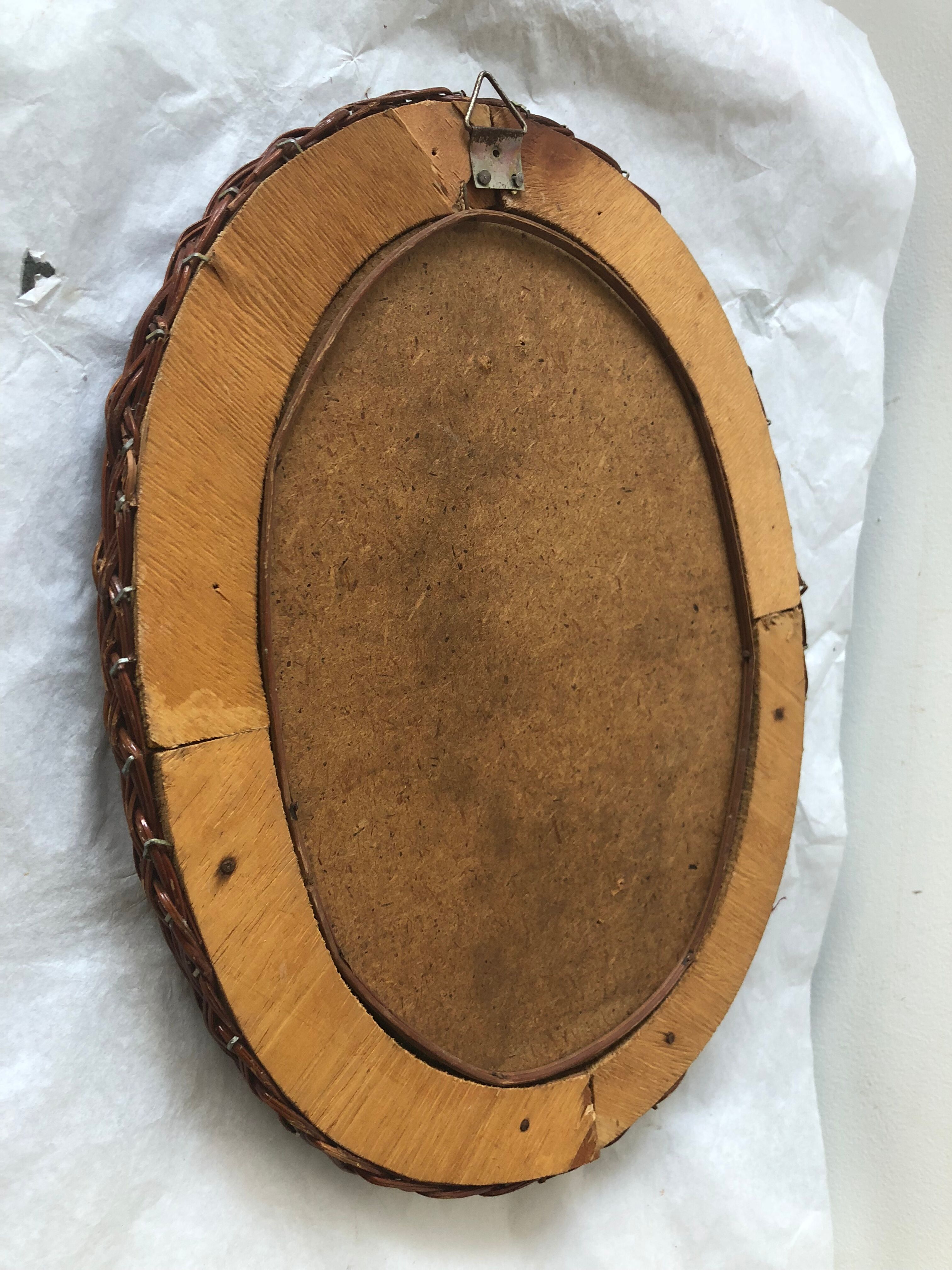 Vintage rattan mirror  24x31cm