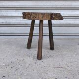 Solid oak tripod stool 1960