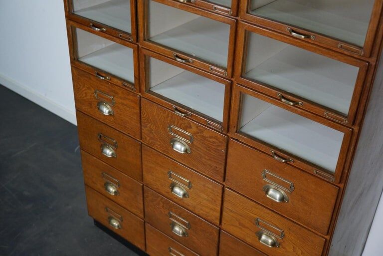 Vintage oak haberdashery shop furniture, Netherlands, 1930s